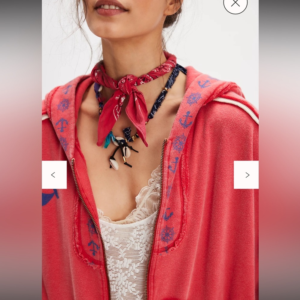 Free People Seashell Cardi Small Color: Red Combo NWT - Picture 4 of 7